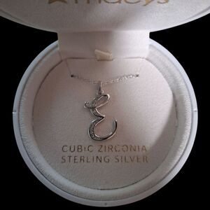 Giani Bernini Sterling Silver Cubic Zirconia Letter E Necklace NWT